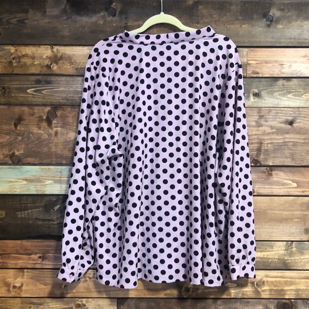 Lane Bryant Tie Front Dot Blouse - Picture 4 of 4